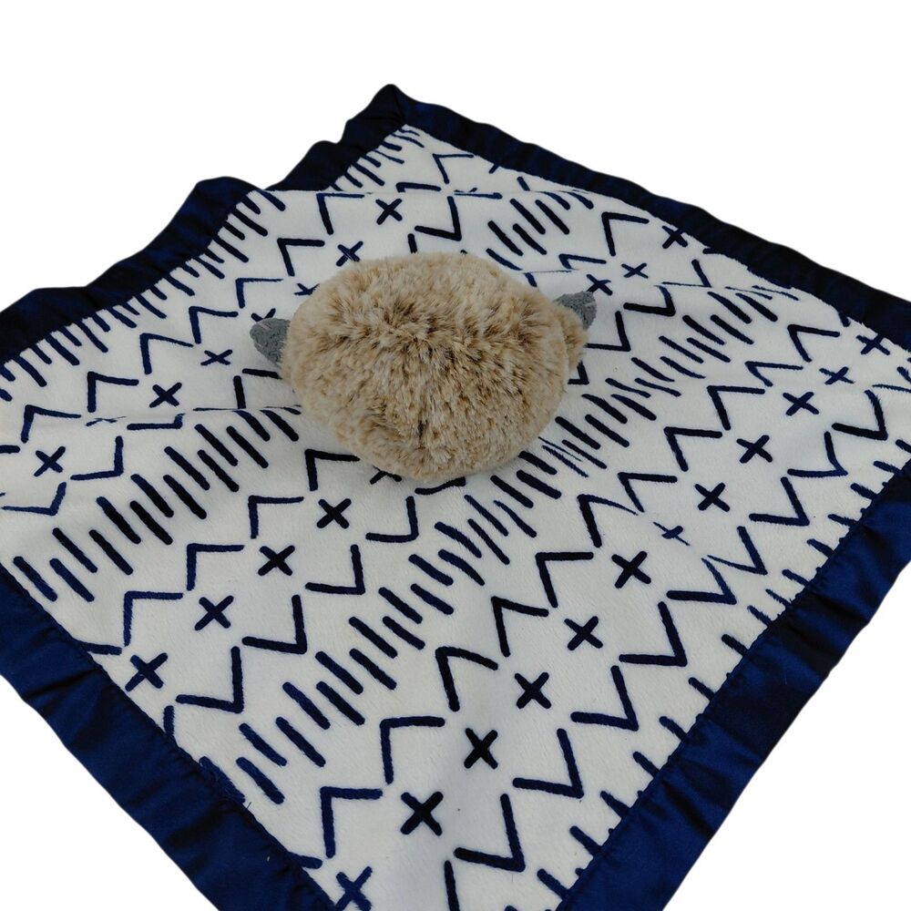 Cloud Island Sloth Security Blanket Baby Lovey Plush Toy White Navy Blue Satin - Picture 4 of 9